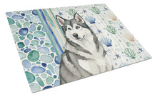 Load image into Gallery viewer, Gray and White Alaskan Malamute Coastal Sea Glass Glass Cutting Board