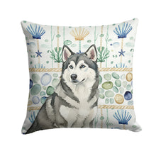 Load image into Gallery viewer, Gray and White Alaskan Malamute Coastal Sea Glass Throw Pillow