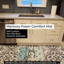 Load image into Gallery viewer, Gray and White Alaskan Malamute Coastal Sea Glass Memory Foam Kitchen Mat