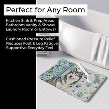 Load image into Gallery viewer, Gray and White Alaskan Malamute Coastal Sea Glass Memory Foam Kitchen Mat