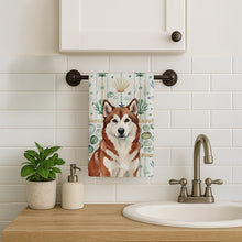 Load image into Gallery viewer, Red and White Alaskan Malamute Coastal Sea Glass Kitchen Towel
