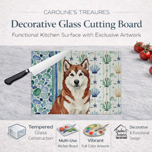 Load image into Gallery viewer, Red and White Alaskan Malamute Coastal Sea Glass Glass Cutting Board
