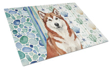 Load image into Gallery viewer, Red and White Alaskan Malamute Coastal Sea Glass Glass Cutting Board