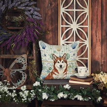 Load image into Gallery viewer, Red and White Alaskan Malamute Coastal Sea Glass Throw Pillow