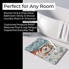 Load image into Gallery viewer, Red and White Alaskan Malamute Coastal Sea Glass Memory Foam Kitchen Mat