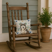 Load image into Gallery viewer, Sable and White Alaskan Malamute Coastal Sea Glass Throw Pillow