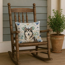 Load image into Gallery viewer, Sable and White Alaskan Malamute Coastal Sea Glass Throw Pillow