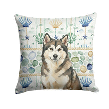 Load image into Gallery viewer, Sable and White Alaskan Malamute Coastal Sea Glass Throw Pillow