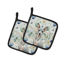 Load image into Gallery viewer, American Hairless Terrier Coastal Sea Glass Pair of Pot Holders