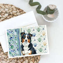 Load image into Gallery viewer, Black Tri American Shepherd Coastal Sea Glass Greeting Cards Pack of 8