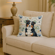 Load image into Gallery viewer, Black Tri American Shepherd Coastal Sea Glass Throw Pillow