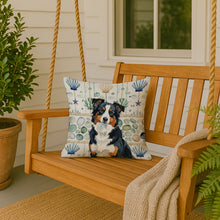 Load image into Gallery viewer, Black Tri American Shepherd Coastal Sea Glass Throw Pillow
