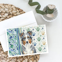 Load image into Gallery viewer, Blue Merle American Shepherd Coastal Sea Glass Greeting Cards Pack of 8