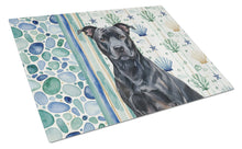 Load image into Gallery viewer, Black American Staffordshire Terrier Coastal Sea Glass Glass Cutting Board