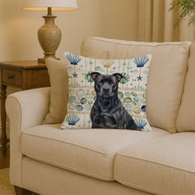 Load image into Gallery viewer, Black American Staffordshire Terrier Coastal Sea Glass Throw Pillow