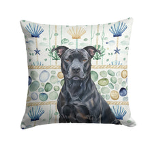 Load image into Gallery viewer, Black American Staffordshire Terrier Coastal Sea Glass Throw Pillow