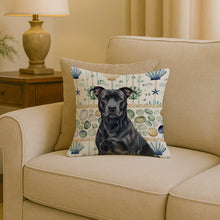 Load image into Gallery viewer, Black American Staffordshire Terrier Coastal Sea Glass Throw Pillow