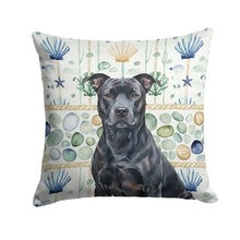 Load image into Gallery viewer, Black American Staffordshire Terrier Coastal Sea Glass Throw Pillow