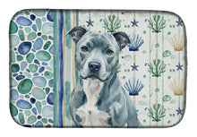 Load image into Gallery viewer, Blue American Staffordshire Terrier Coastal Sea Glass Dish Drying Mat