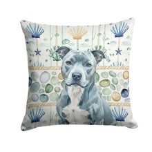 Load image into Gallery viewer, Blue American Staffordshire Terrier Coastal Sea Glass Throw Pillow