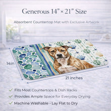 Load image into Gallery viewer, Brindle American Staffordshire Terrier Coastal Sea Glass Dish Drying Mat