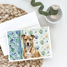 Load image into Gallery viewer, Brindle American Staffordshire Terrier Coastal Sea Glass Greeting Cards Pack of 8