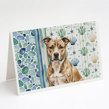 Load image into Gallery viewer, Brindle American Staffordshire Terrier Coastal Sea Glass Greeting Cards Pack of 8