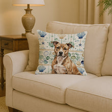 Load image into Gallery viewer, Brindle American Staffordshire Terrier Coastal Sea Glass Throw Pillow