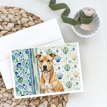 Load image into Gallery viewer, Fawn American Staffordshire Terrier Coastal Sea Glass Greeting Cards Pack of 8