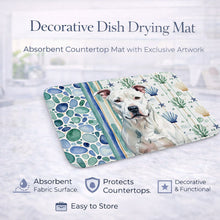 Load image into Gallery viewer, White American Staffordshire Terrier Coastal Sea Glass Dish Drying Mat