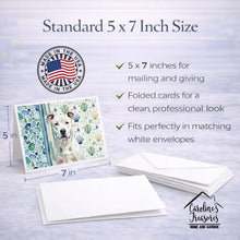 Load image into Gallery viewer, White American Staffordshire Terrier Coastal Sea Glass Greeting Cards Pack of 8