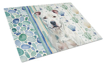 Load image into Gallery viewer, White American Staffordshire Terrier Coastal Sea Glass Glass Cutting Board