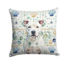 Load image into Gallery viewer, White American Staffordshire Terrier Coastal Sea Glass Throw Pillow