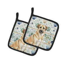 Load image into Gallery viewer, Anatolian Shepherd Dog Coastal Sea Glass Pair of Pot Holders