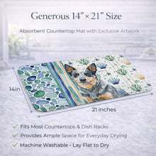 Load image into Gallery viewer, Blue Heeler Australian Cattle Dog Coastal Sea Glass Dish Drying Mat