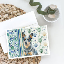 Load image into Gallery viewer, Blue Heeler Australian Cattle Dog Coastal Sea Glass Greeting Cards Pack of 8