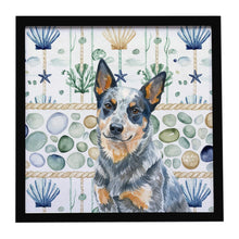 Load image into Gallery viewer, Blue Heeler Australian Cattle Dog Coastal Sea Glass Framed Metal Print