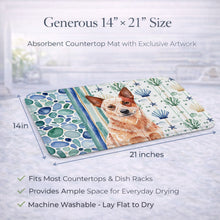 Load image into Gallery viewer, Red Heeler Australian Cattle Dog Coastal Sea Glass Dish Drying Mat