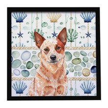 Load image into Gallery viewer, Red Heeler Australian Cattle Dog Coastal Sea Glass Framed Metal Print