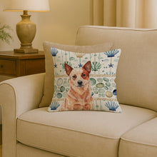 Load image into Gallery viewer, Red Heeler Australian Cattle Dog Coastal Sea Glass Throw Pillow