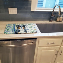 Load image into Gallery viewer, Black Australian Shepherd Coastal Sea Glass Dish Drying Mat