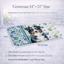 Load image into Gallery viewer, Black Australian Shepherd Coastal Sea Glass Dish Drying Mat