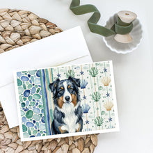 Load image into Gallery viewer, Black Australian Shepherd Coastal Sea Glass Greeting Cards Pack of 8