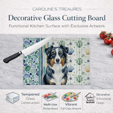 Load image into Gallery viewer, Black Australian Shepherd Coastal Sea Glass Glass Cutting Board