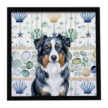 Load image into Gallery viewer, Black Australian Shepherd Coastal Sea Glass Framed Metal Print