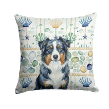 Load image into Gallery viewer, Black Australian Shepherd Coastal Sea Glass Throw Pillow