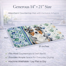 Load image into Gallery viewer, Blue Merle Australian Shepherd Coastal Sea Glass Dish Drying Mat