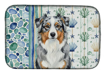Load image into Gallery viewer, Blue Merle Australian Shepherd Coastal Sea Glass Dish Drying Mat