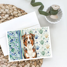 Load image into Gallery viewer, Red Merle Australian Shepherd Coastal Sea Glass Greeting Cards Pack of 8
