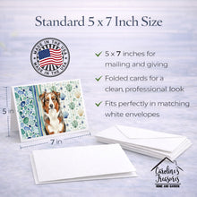 Load image into Gallery viewer, Red Merle Australian Shepherd Coastal Sea Glass Greeting Cards Pack of 8